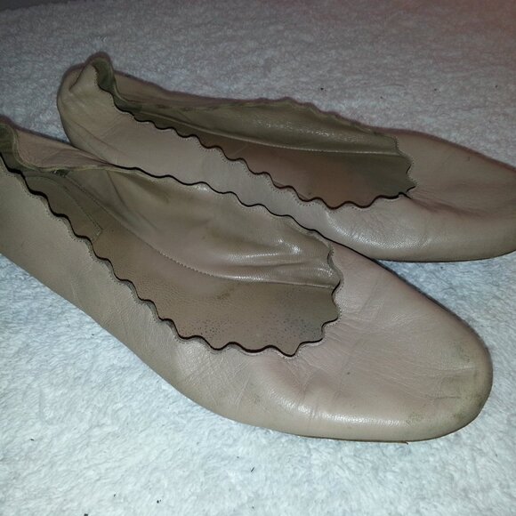 Size 38 Chloe Buttery Soft Worn Nude Ballet Flats - Picture 4 of 9